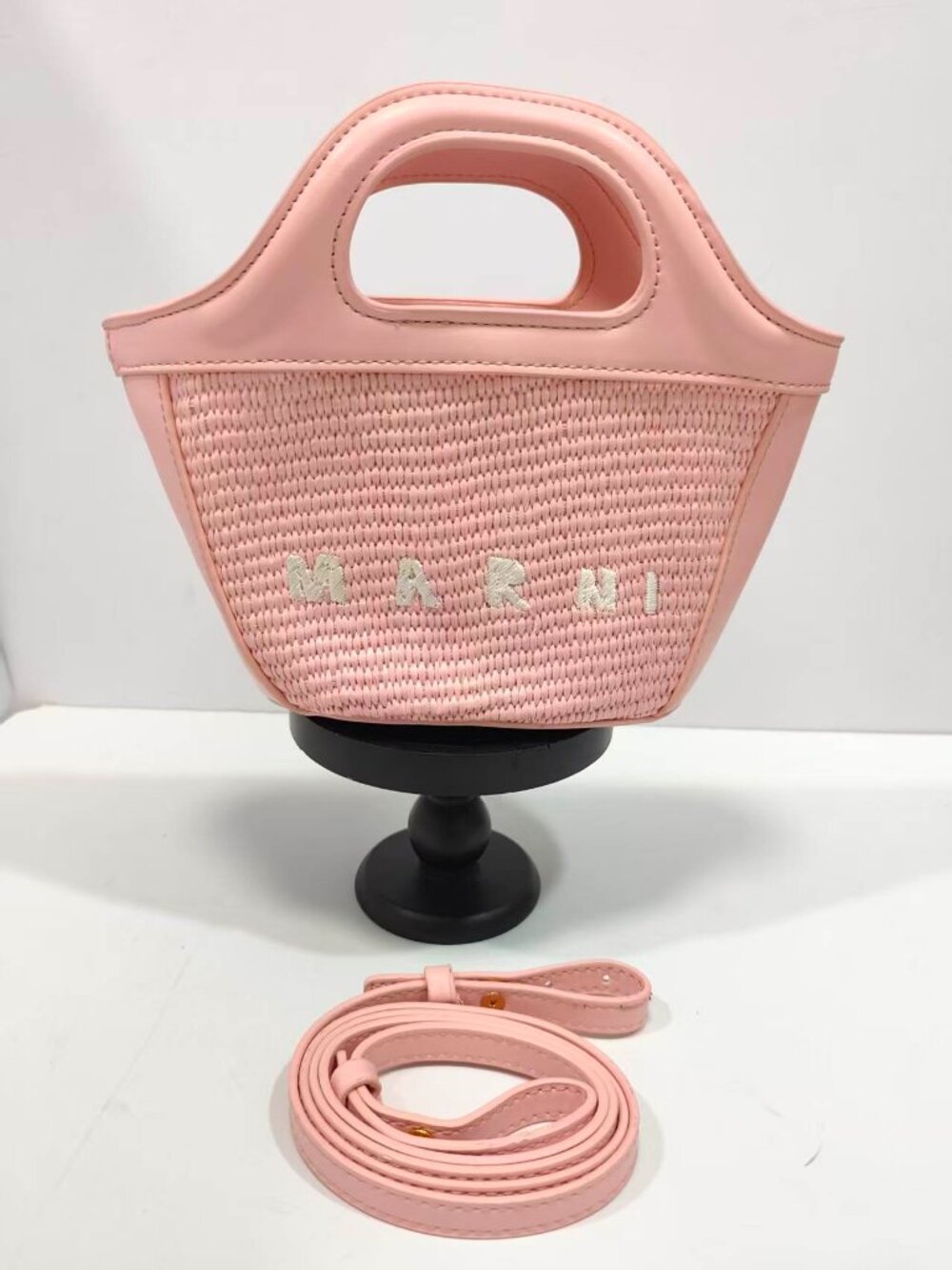 Marni Pink Woven Tote Bag